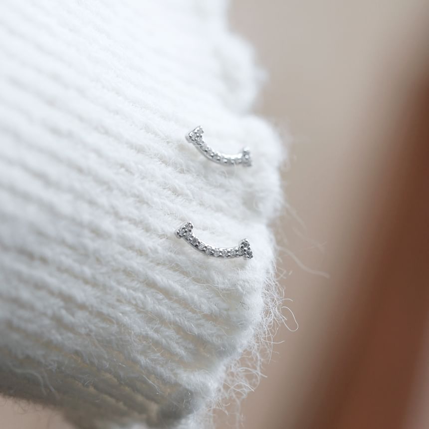 Earring Sterling Rhinestone Silver Stud