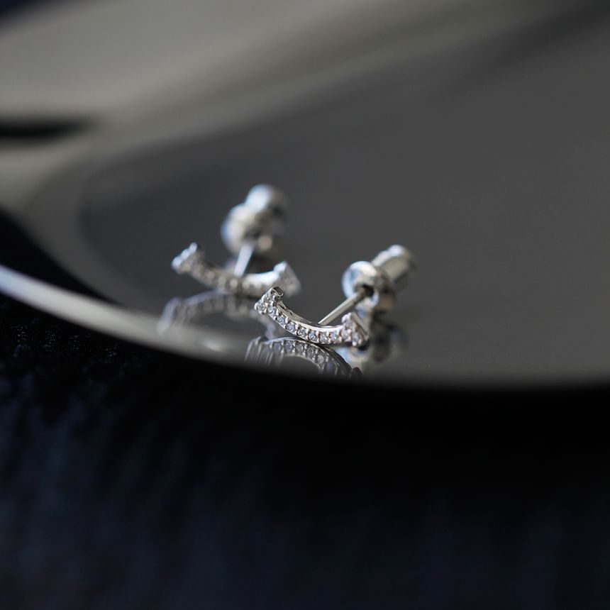 Earring Sterling Rhinestone Silver Stud