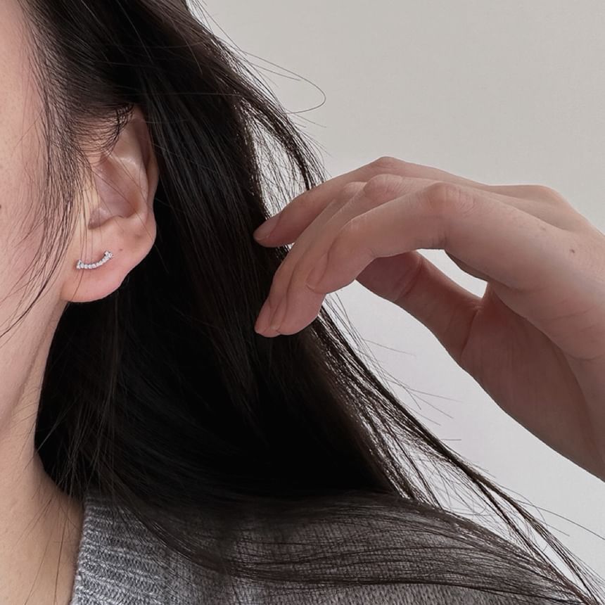 Earring Sterling Rhinestone Silver Stud