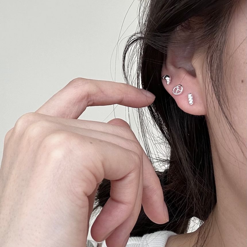 Stud Sterling Silver Earring Baguette