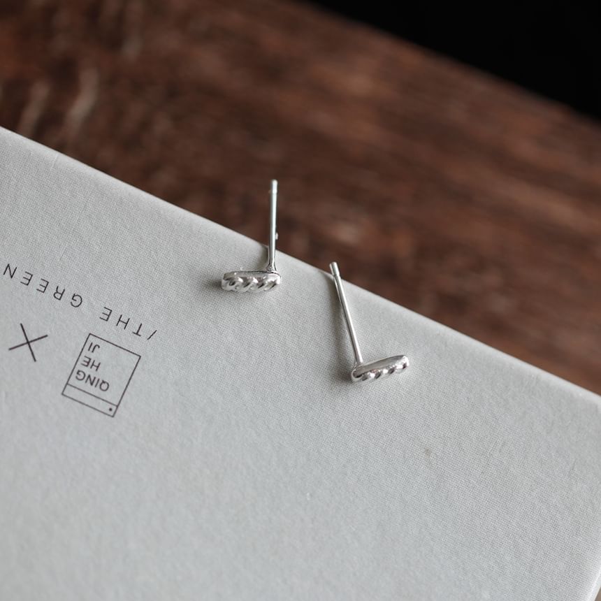 Stud Sterling Silver Earring Baguette