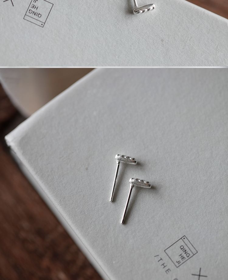 Stud Sterling Silver Earring Baguette
