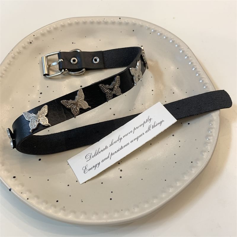 Faux Butterfly Choker Leather