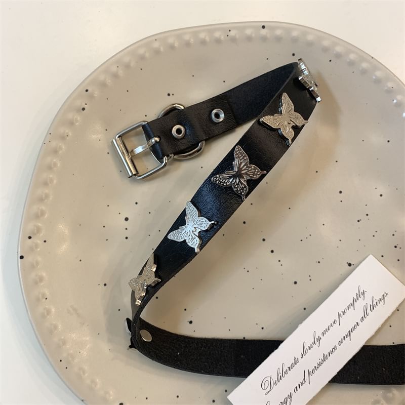 Faux Butterfly Choker Leather