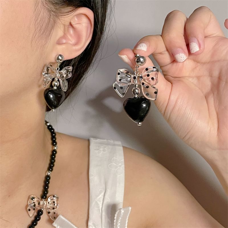 / Earring Necklace Heart Accent Drop