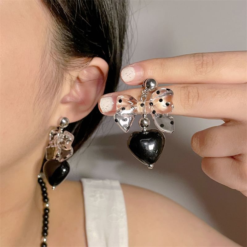 / Earring Necklace Heart Accent Drop