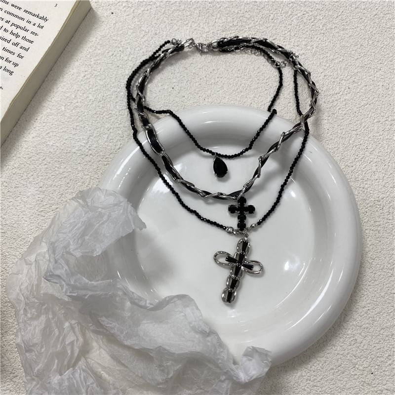 Faux Leather Cross Necklace