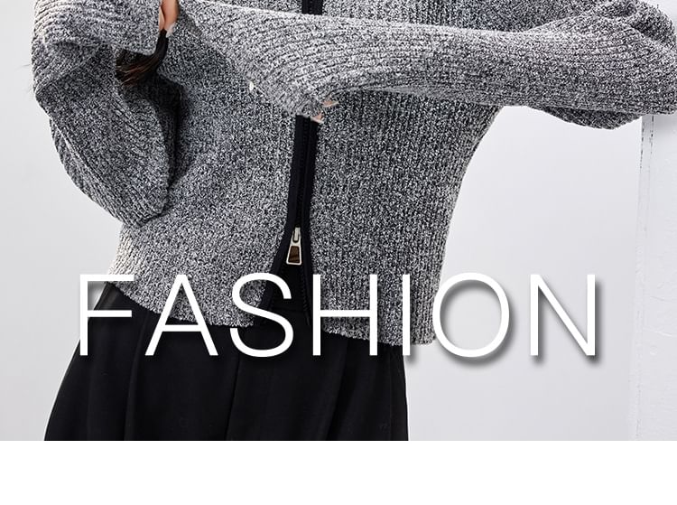 Cardigan zippé uni à col montant