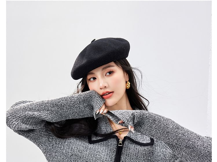 Cardigan zippé uni à col montant