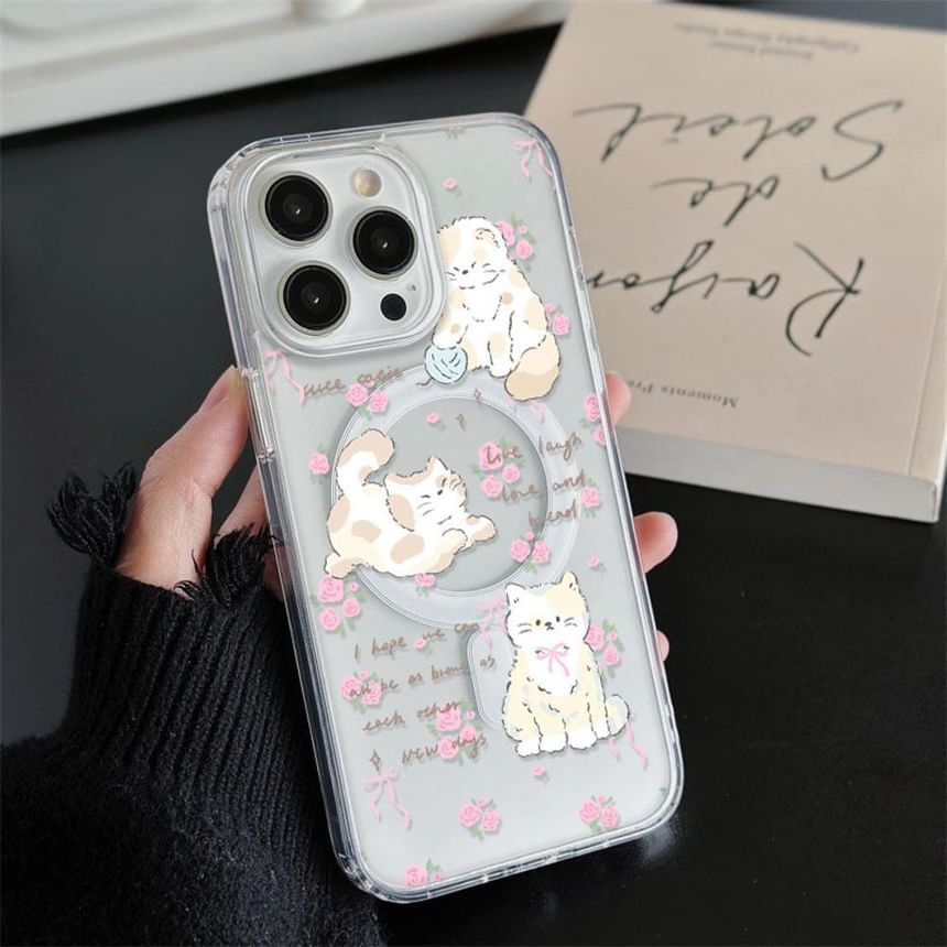 with MagSafe) Phone Case Magnetic Cat (Compatible