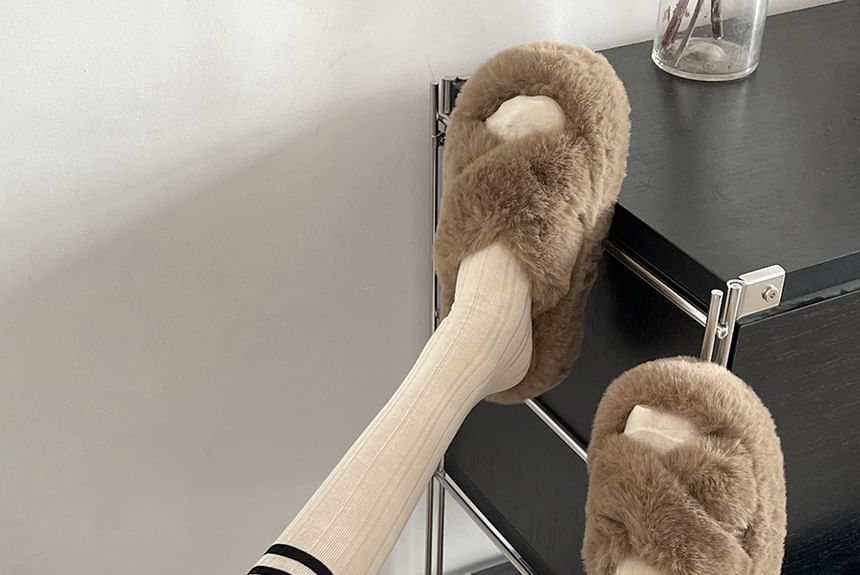 Fleece Platform Slippers