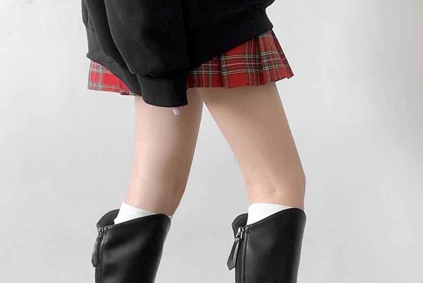 Platform Faux Leather Knee High Boots