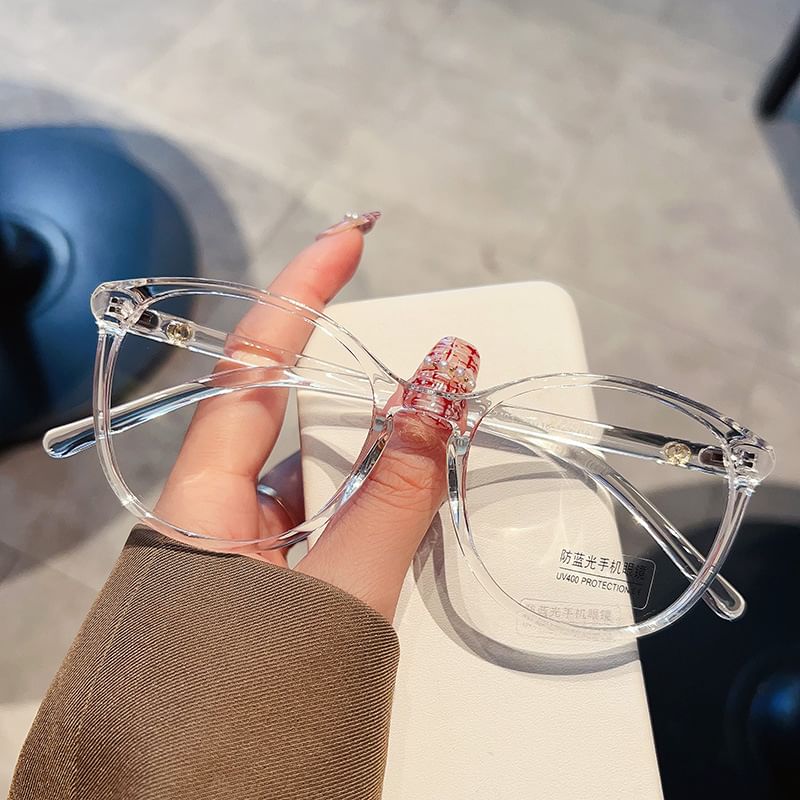 Blocking Frame Light Glasses Blue Round