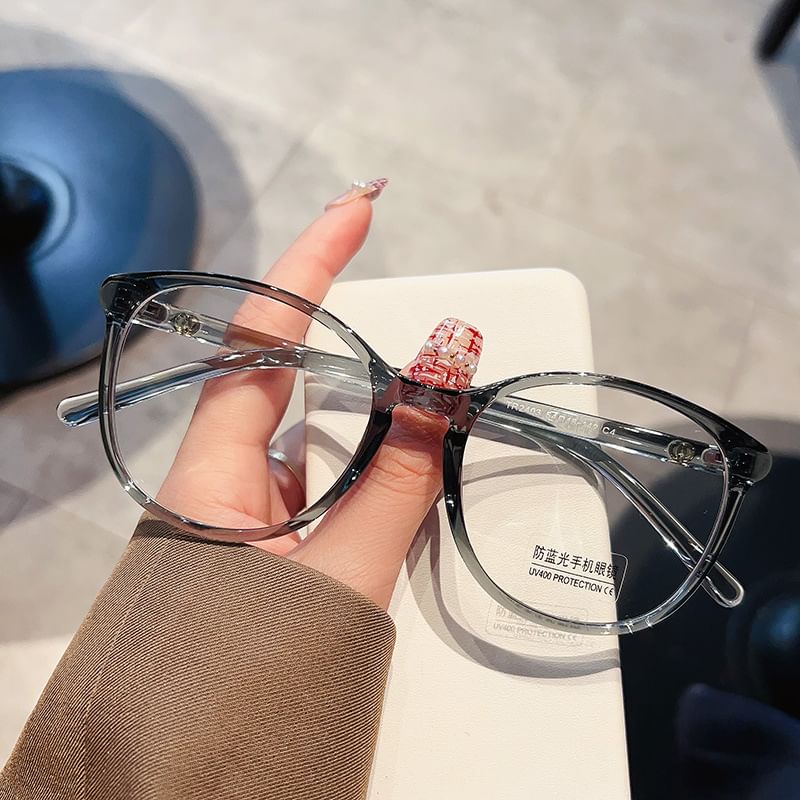 Blocking Frame Light Glasses Blue Round