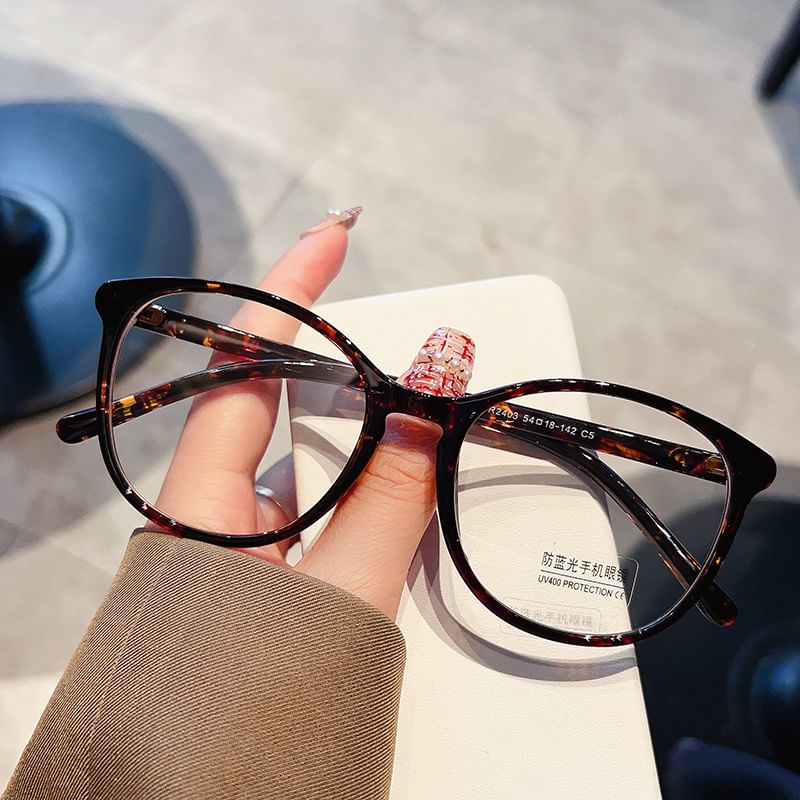 Blocking Frame Light Glasses Blue Round