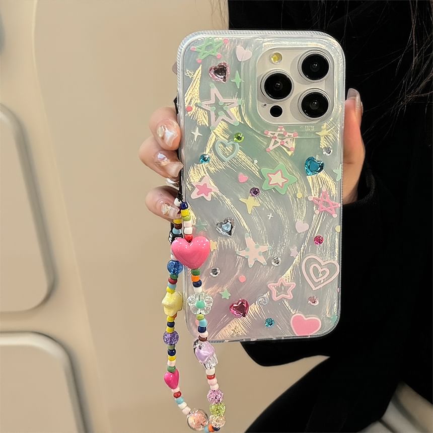 Star Case / Adhesive Decoration Rhinestone Phone Strap Set