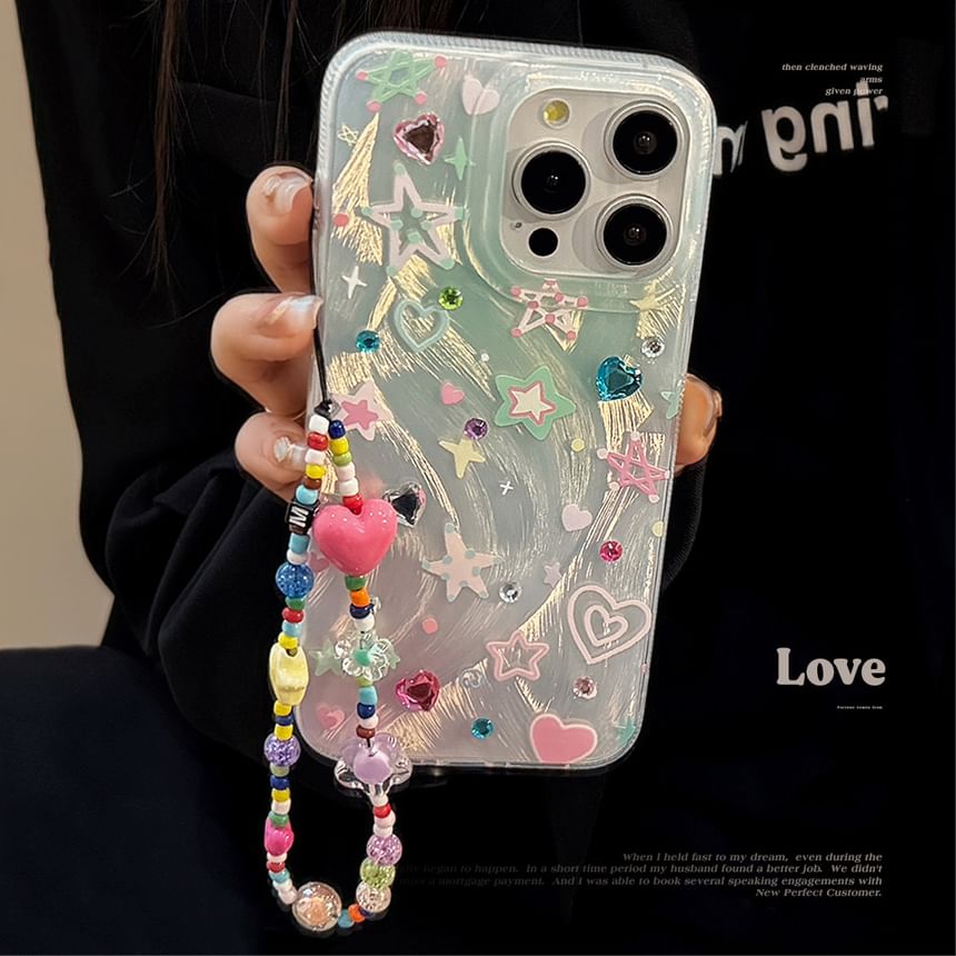 Star Case / Adhesive Decoration Rhinestone Phone Strap Set
