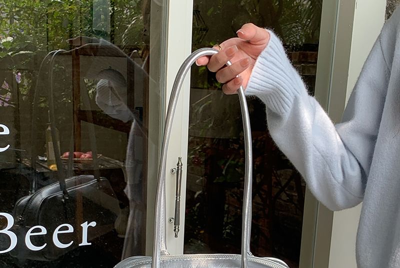 Plain Shoulder Leather Bag Faux