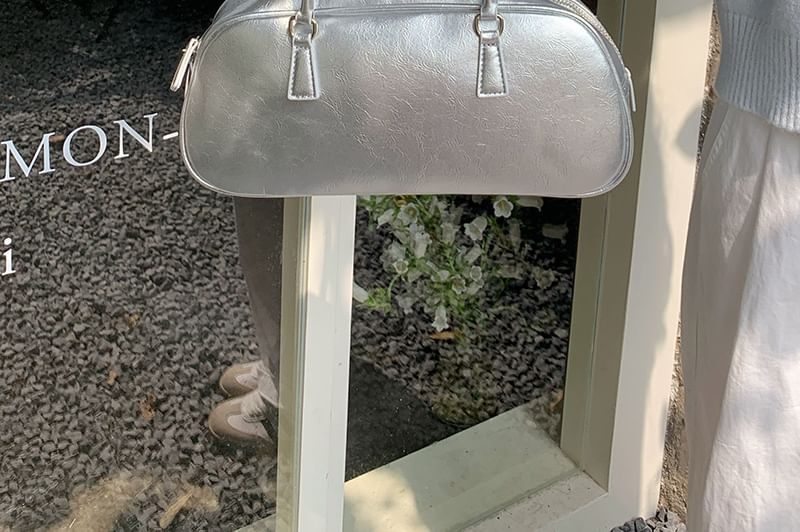 Plain Shoulder Leather Bag Faux