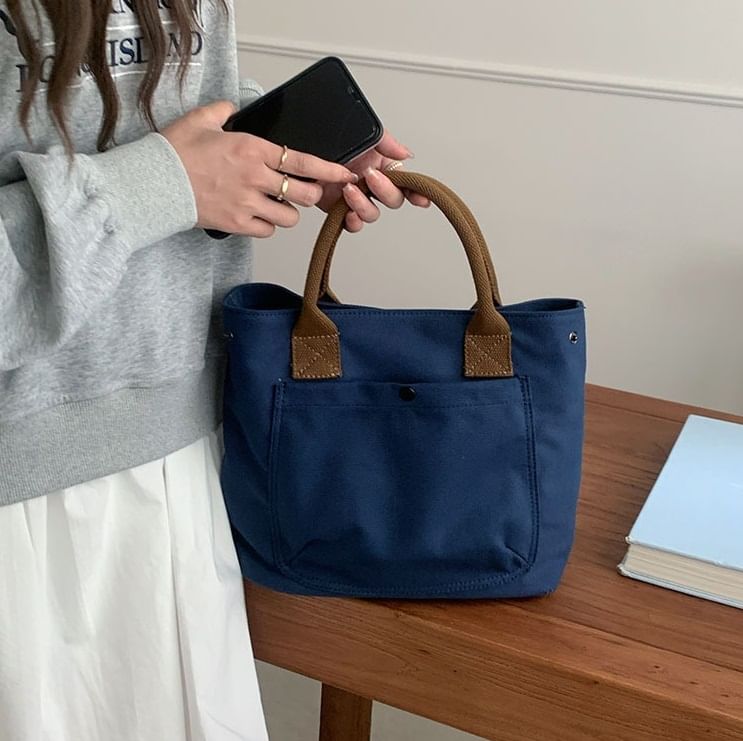 Contrast Strap Bag Canvas Tote