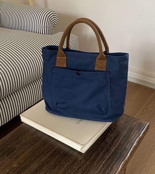 Contrast Strap Bag Canvas Tote