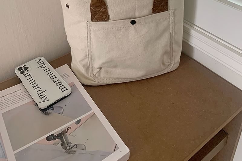 Contrast Strap Bag Canvas Tote