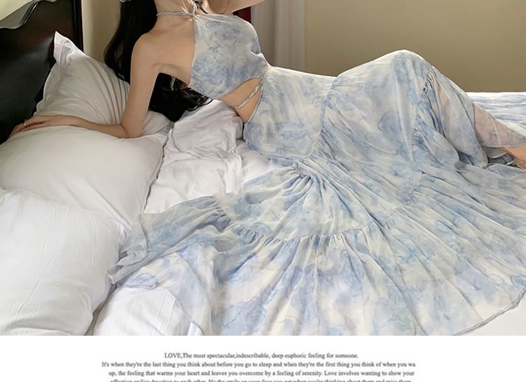 Neckholder Rückenfrei Batikdruck Maxi A