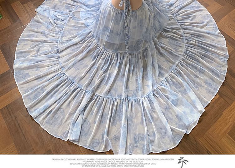 Neckholder Rückenfrei Batikdruck Maxi A