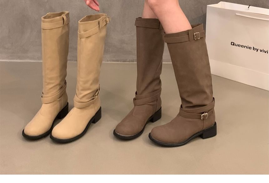 Plain Buckled Tall Boots