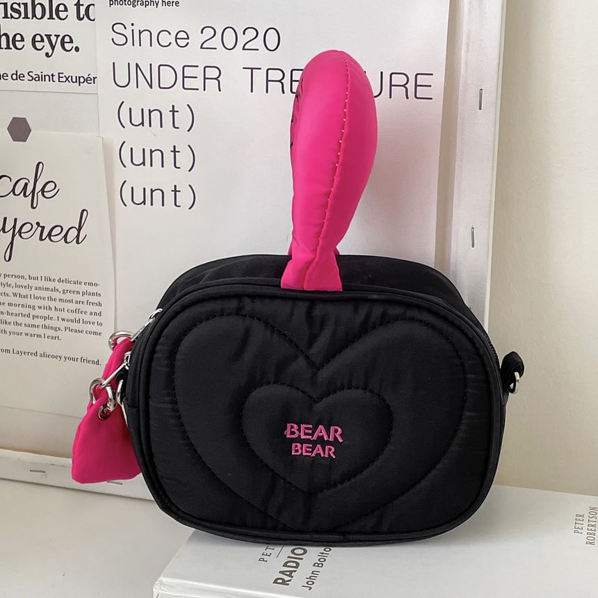 Lettering Embroidered Nylon Makeup Bag Crossbody Bag