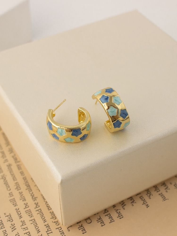 Earring Pattern Hoop Star Half