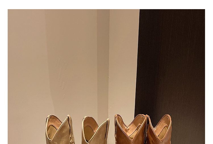 Heel Tall Chunky Leather Boots Faux