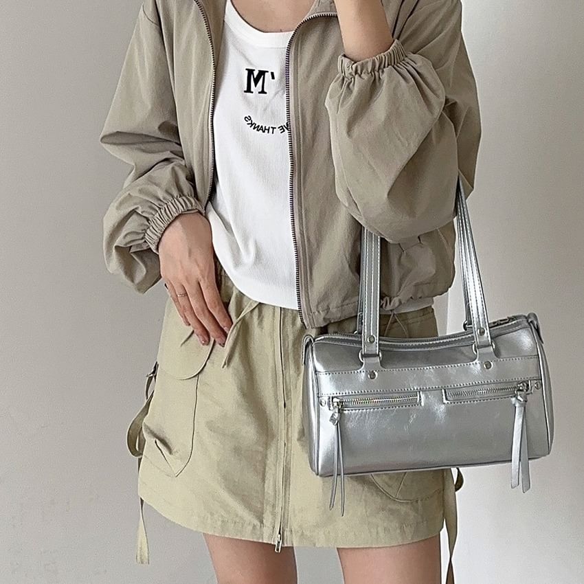 Plain Faux Bag Tote Leather