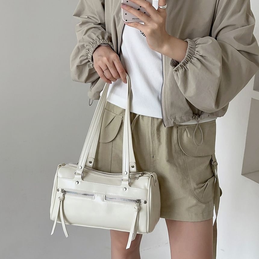 Plain Faux Bag Tote Leather