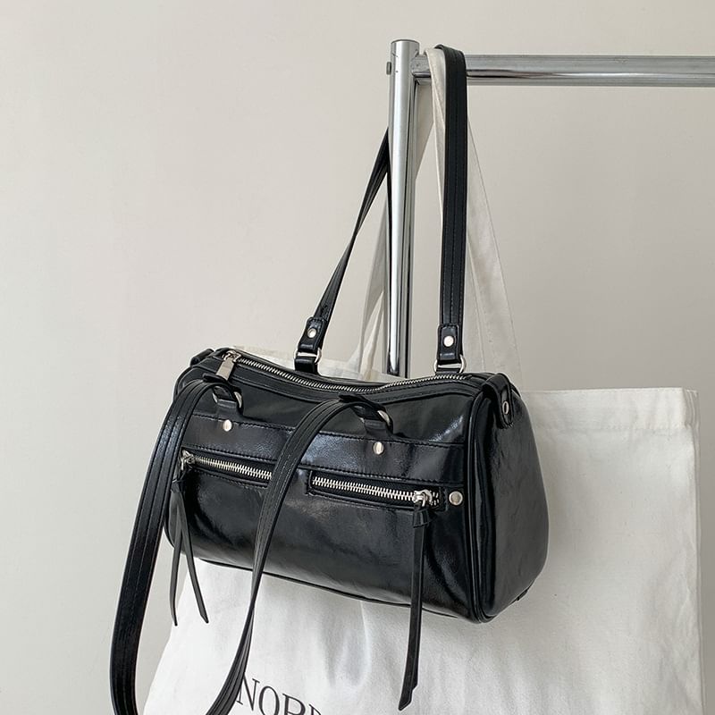 Plain Faux Bag Tote Leather