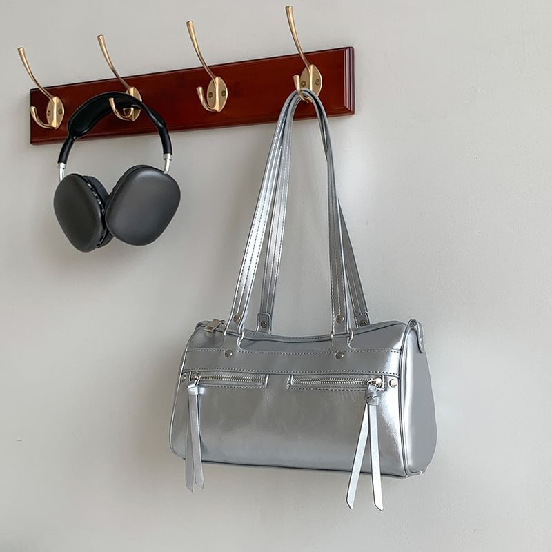 Plain Faux Bag Tote Leather