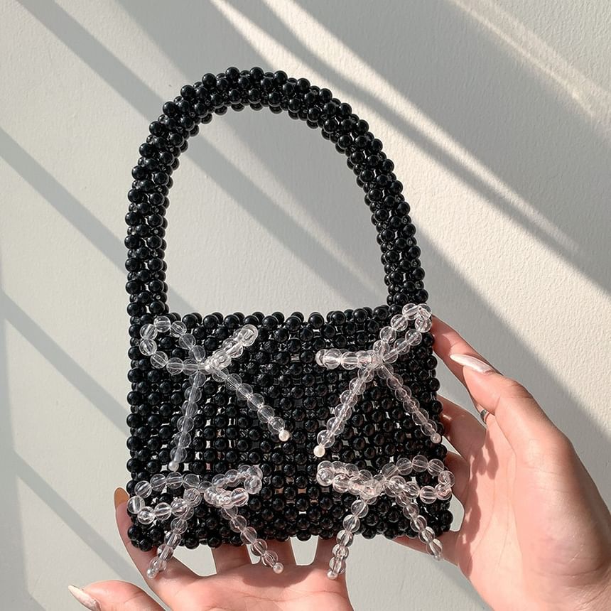 Bow Beaded Accent Handbag