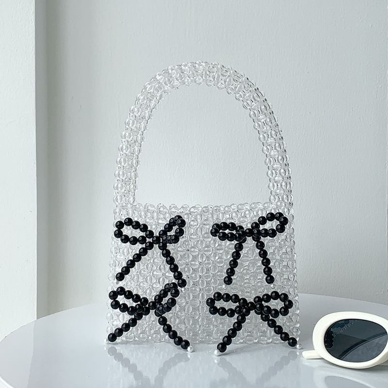 Bow Beaded Accent Handbag