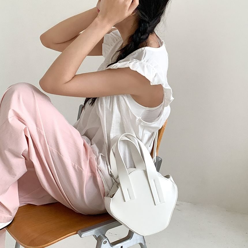 Handle Top Crossbody Leather Plain Faux Bag