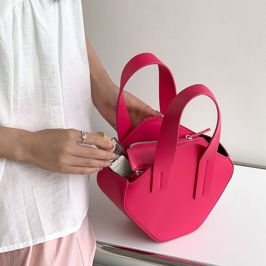 Handle Top Crossbody Leather Plain Faux Bag