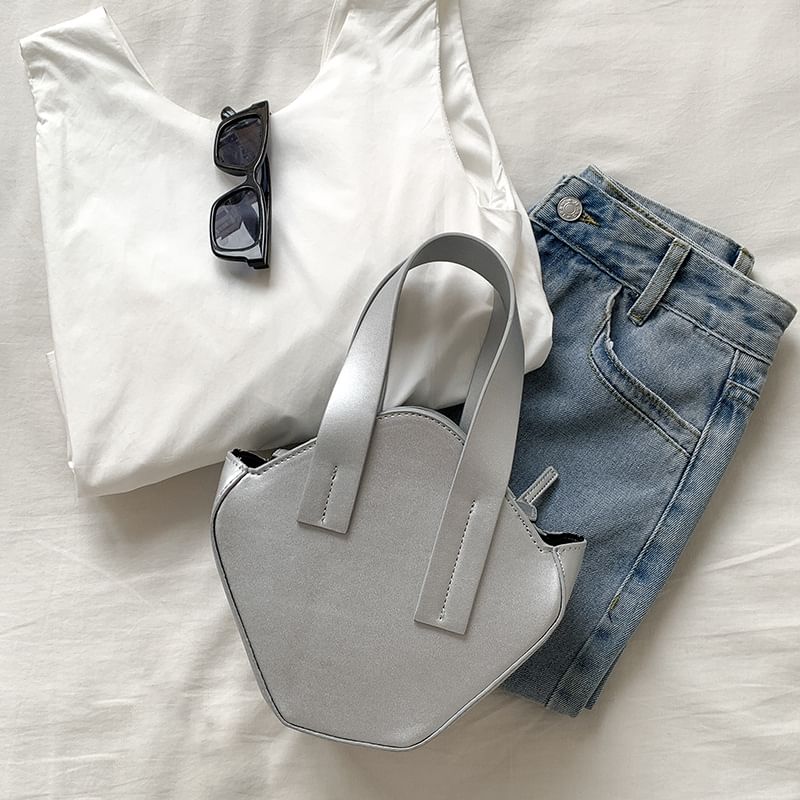 Handle Top Crossbody Leather Plain Faux Bag