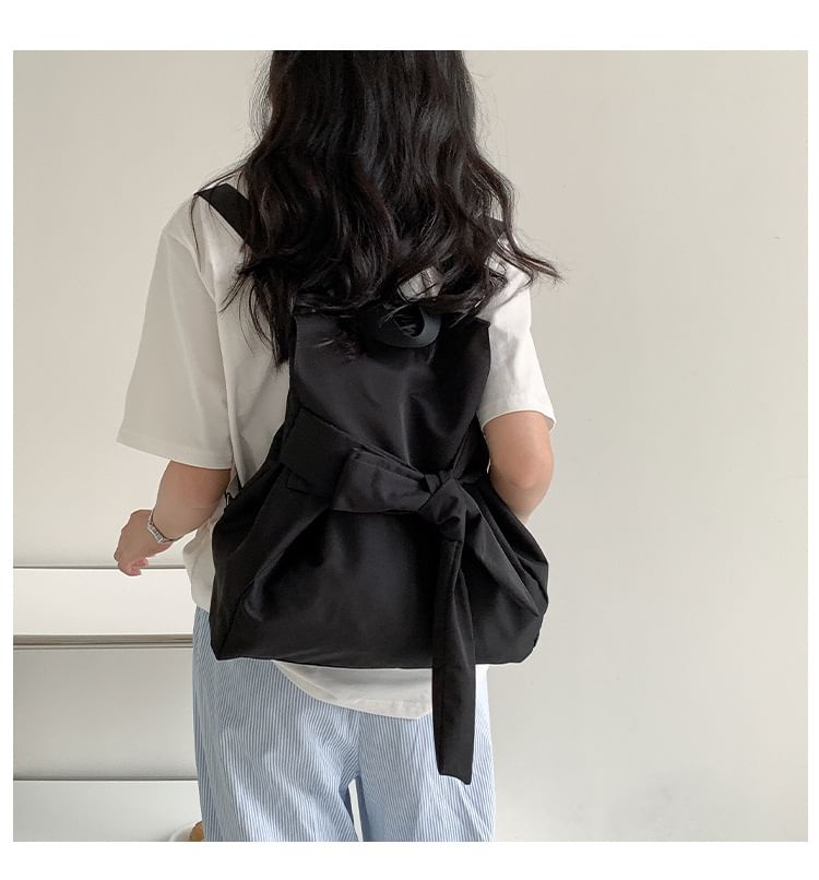 Backpack Nylon Plain Flap Bow