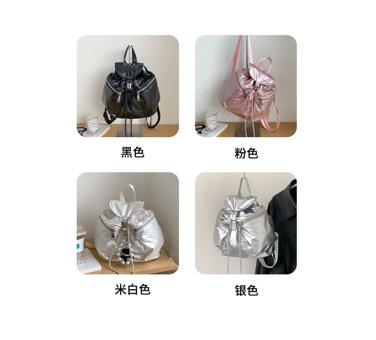 Plain Buckled Backpack Drawstring