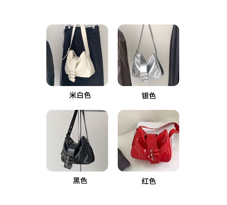 Plain Bag Shoulder Leather Faux Buckled