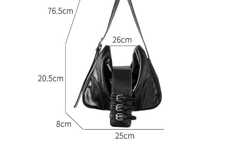 Plain Bag Shoulder Leather Faux Buckled