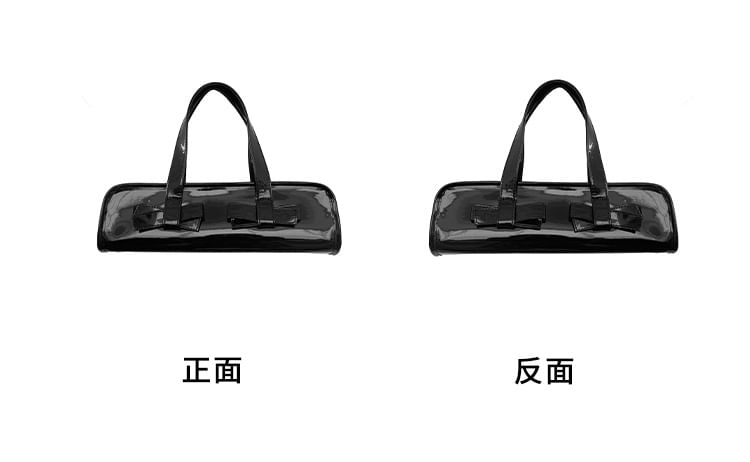 Patent Shoulder Bow Plain Bag Accent Leather