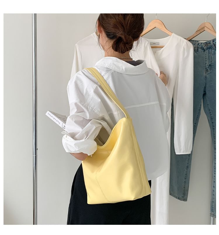 Bag Faux Leather Tote Plain