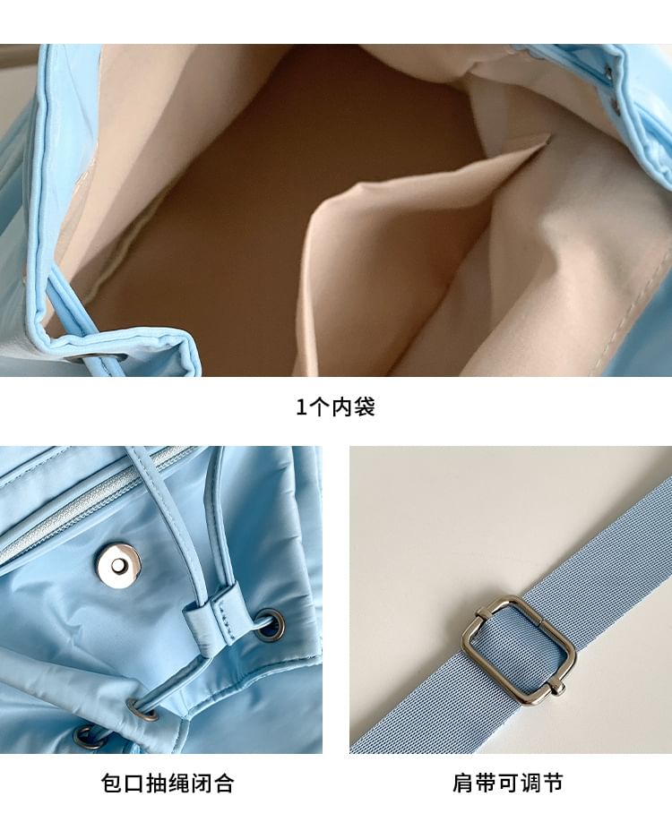 Nylon Flap Backpack Plain Drawstring