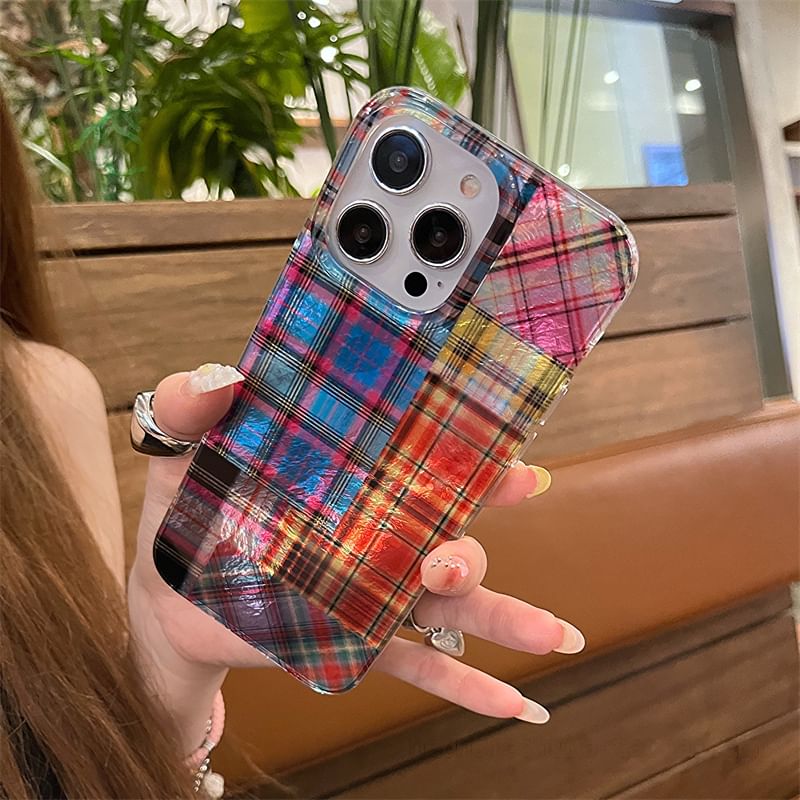 Phone Holographic Plaid Case