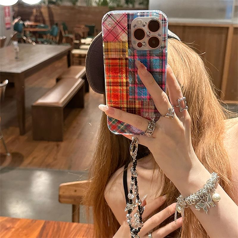 Phone Holographic Plaid Case